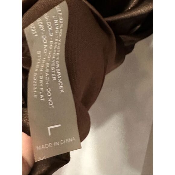Beautiful Salty SIZE LARGE Satin brown Cinch Mini Dress  Cowl neck, adjustable c - Picture 3 of 6